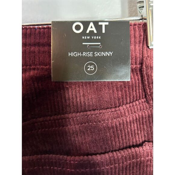 OAT High Rise Skinny Burgundy Corduroy Pants Stretch Fitted Fall Winter Size 25 - Picture 4 of 7